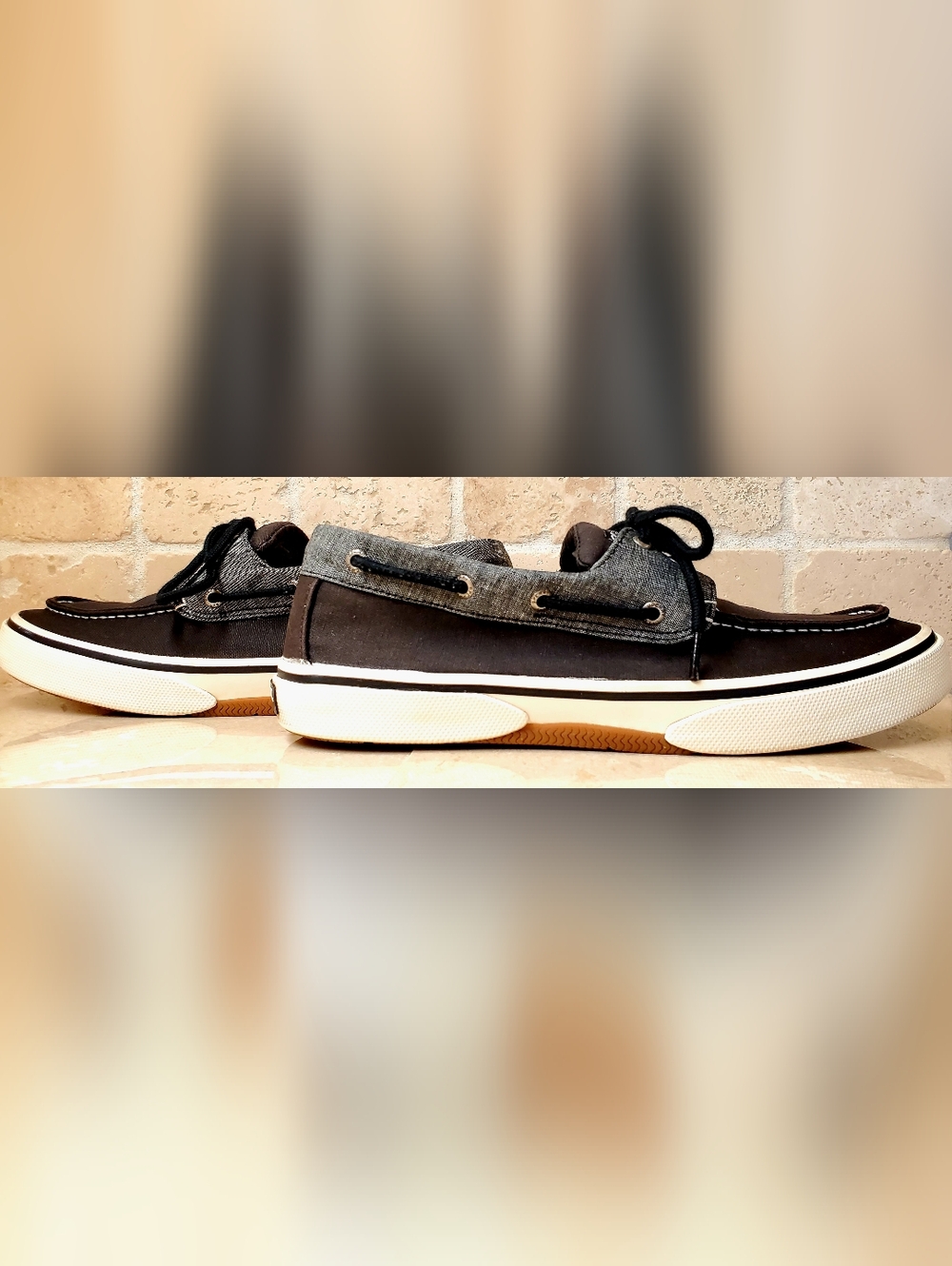 Sperry Men's Black and Gray Two-Tone Canvas Boat Shoes Size 11.5 - Picture 9 of 11